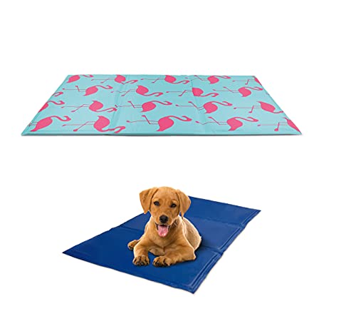 Record Kühlmatte für Hunde und Katzen Erfrischende, wasserdichte, Platzsparende Matte mit ungiftigem Gelteppich. Perfekt für Reisen | Fantasie Flamingos, Größe 50 x 90 cm von Record