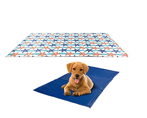 Record Kühlmatte für Hunde und Katzen Kuhlende, wasserdichte, Platzsparende Matte, ungiftige Gelmatte. Perfekt für Reisen | Fantasie Seestern, 50 x 90 cm von Record