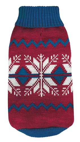 Record - Let it Snow Warmer Pullover für Hunde, Weihnachtspullover mit Rollkragenpullover mit Norwegischem Wintermuster, Loch Leine und maschinenwaschbar | XXS, Rückenlänge 25 cm von Record