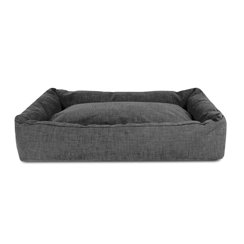 Record - Mono-Design Hunde- und Katzenbett aus Baumwolle. Gepolstertes Haustierbett, schnell trocknend, weich und gemütlich. Rechteckiges Kissen für Hunde und Katzen | M -70 x 50 x 17 h, Dunkelgrau von Record