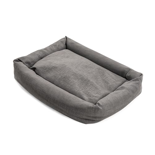 Record - Mono-Design Hunde- und Katzenbett aus Baumwolle. Gepolstertes Haustierbett, schnell trocknend, weich und gemütlich. Rechteckiges Kissen für Hunde und Katzen | M -70 x 50 x 17 h, Dunkelgrau von Record