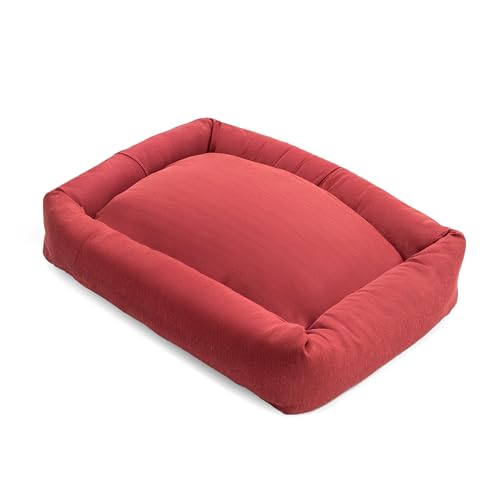 Record Hundebett Mono-Design-Zwinger für Hunde und Katzen aus Baumwolle, Weiches und Schnell Trocknendes Gepolstertes Haustierbett, Rechteckiges Kissen | Rot - 70x50x17h von Record