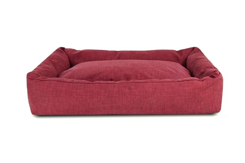 Record - Mono-Design Hunde- und Katzenbett aus Baumwolle. Gepolstertes Haustierbett, schnell trocknend, weich und gemütlich. Rechteckiges Kissen für Hunde und Katzen | M -70 x 50 x 17 h, Rot von Record