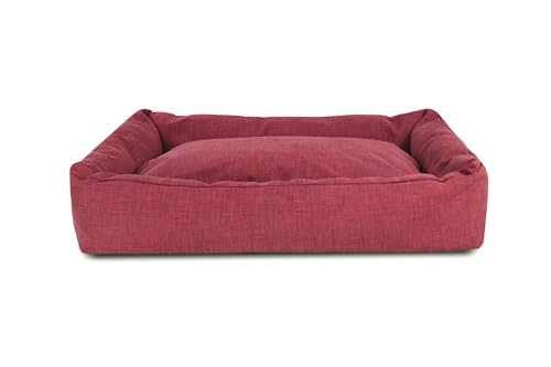 Record - Mono-Design Hunde- und Katzenbett aus Baumwolle. Gepolstertes Haustierbett, schnell trocknend, weich und gemütlich. Rechteckiges Kissen für Hunde und Katzen |S - 60 x 45 x 17 h, Rot von Record