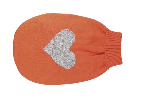 Record - Moonlight Coral Heart. Hundepullover mit hohem Kragen, Loch für Leine und Schlaufe an den Beinen. | Orange, L - Rückenlänge 45 cm von Record