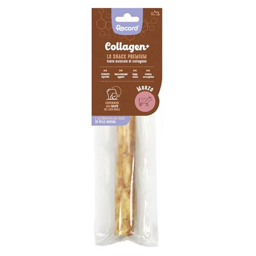 Record - Premium Snack für Hunde Collagen + Rindgeschmack - Stämme mit hohem Proteinwert - kollagenreiche Hundekausteine ohne Farbstoffe | 84g (L-XL) von Record