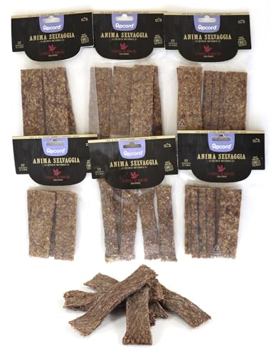 Record Premium Snack für Hunde Wilde Seele Geschmack Ente, Made in Italy. Fleischstreifen für Hunde, ofengetrockneter Hundesnack, 100% natürlich, 6 Beutel à 75 g von Record