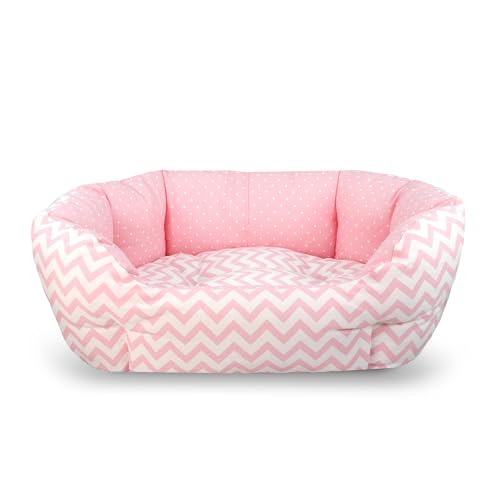 Record - Prime Nanne Welpenhöhle Gepolstertes Katzenbett für Hunde und Katzen Welpen Weich und Gemütlich Kissen für Hunde und Katzen |S - 60x50x20cm, Rosa von Record