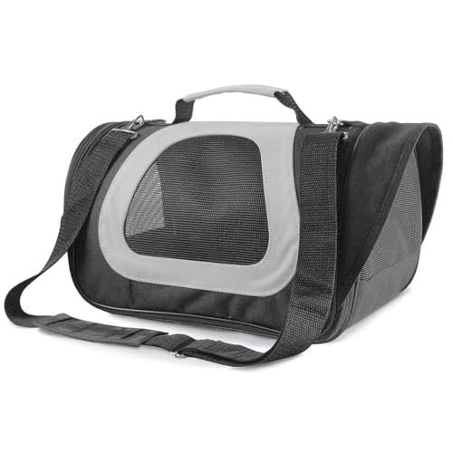 Record - Transportbox für Hunde und Katzen, zweifarbig, aus Stoff, Tasche für Hunde mit Leine und Innentasche, Netzseiten für Belüftung und Sichtbarkeit- | Maße: L - 45 x 28 x 29 h von Record