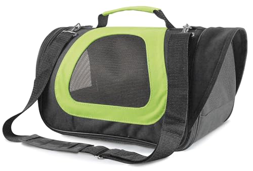 Record - Transportbox für Hunde und Katzen, zweifarbig, aus Stoff, Tasche für Hunde mit Leine und Innentasche, Netzseiten für Belüftung und Sichtbarkeit- | Maße: M - 35 x 22 x 23 h von Record