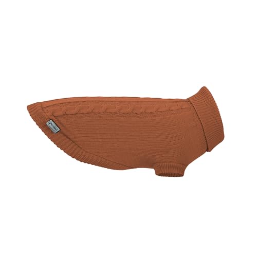 Record - Willy Hundepullover. Rollkragenpullover, Zopfmuster, Loch Leine und elastischer Beinabschluss | Braun, XL - Rückenlänge 50 cm von Record