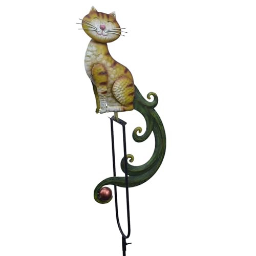 Red Carpet Studios Outdoor-Skulptur – Balancing Kinetic Gartenpfahl Wippe, 148,6 cm hoch, Katze von Red Carpet Studios