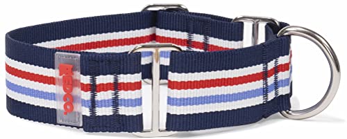 Red Co. Martingale-Hundehalsband, Hunde Halsbänder, 3,8 cm, verstellbar, Nylon, gestreift, Marineblau von Red Co.