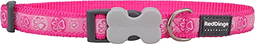 Red Dingo Paw Impressions Hot Pink Dog Collar, Small/12mm von Red Dingo