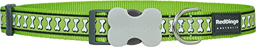 Red Dingo Reflective Lime Green Dog Collar, Small/12mm von Red Dingo