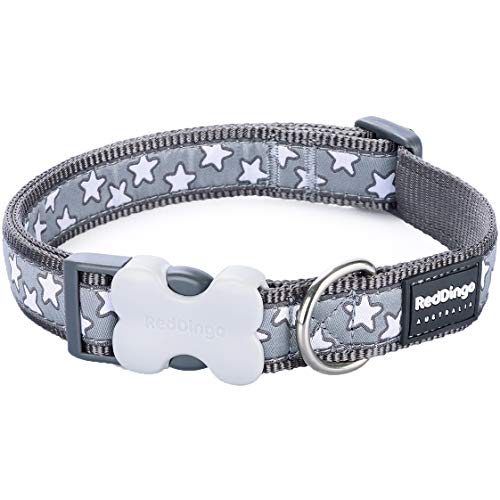 Red Dingo White Star on Grey Hundehalsband, 12 mm x 20-32 cm, XS von Red Dingo