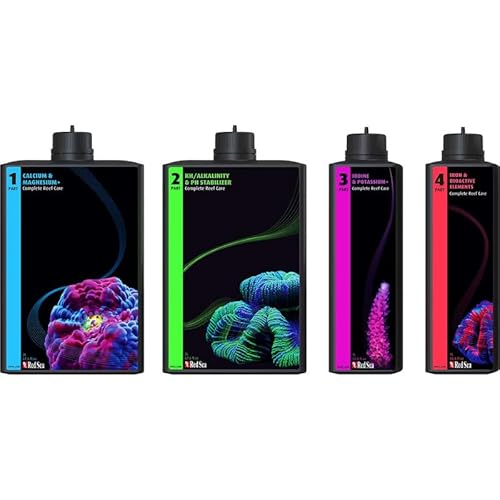 Red Sea Großes 4-teiliges RCP Complete Reef Care Supplement Dosiersystem für Salzwasser Mischriff-Marine-Aquarien für optimales Korallenwachstum von Red Sea