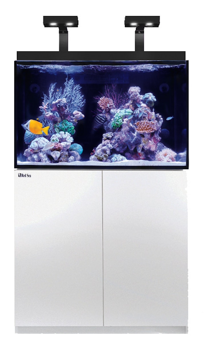 Red Sea MAX E 260 LED Aquarium mit Unterschrank für Meerwasser weiß