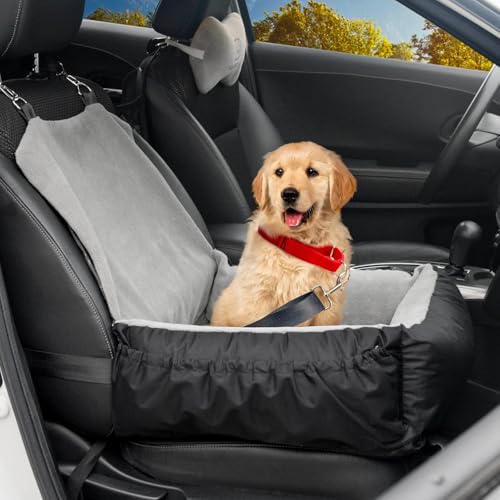 Hunde Autositz mit Aufbewahrungstaschen, Waschbarer Hundesitz Auto aus Korallenfleece für kleine und mittelgroße Hunde, Hundeautositz für Reisen von Redcoutt