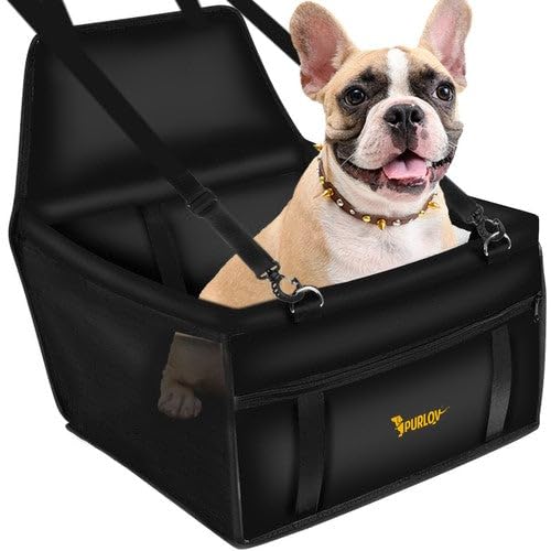 Hunde Autositz für Kleine und Mittlere Hunde, Stabiler Hundesitz Auto mit Sicherheitsgurt & wasserdichte Hundedecke Unterwegs, Hundeautositz für Rück- und Vordersitz, 40x40x32cm, Schwarz von Redfink