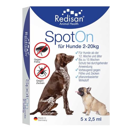 Redisan Spot On für Hunde-gegen Zecken und Flöhe 5X2.5 ml von Redisan