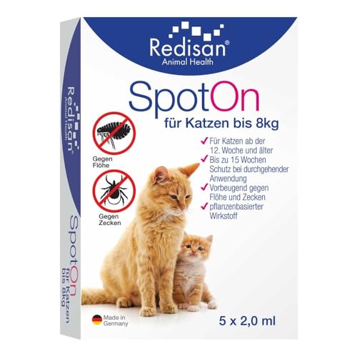 Redisan Spot On für Katzen-gegen Zecken und Flöhe 5X2 ml von Redisan