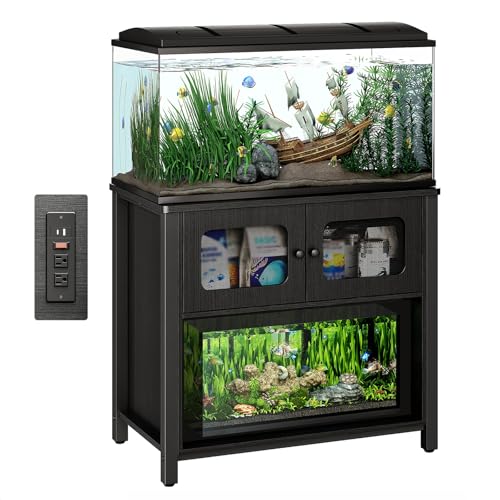 Redlife 50 Gal / 190 L Aquarium mit Unterschrank, Aquarium Unterschrank mit Ladesteckdose & Stauraum, 300 kg Tragkraft Aquarium Tisch für Terrarium, Anti-Kipp-Haken, 92x52x80.5 cm (Nur Kabinett) von Redlifeᅟᅠ