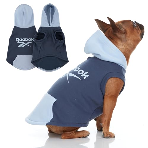 Reebok Hunde-Kapuzenpullover - Fleece-Hundepullover mit Leinenloch, kalter Winter-Hunde-Sweatshirt für kleine, mittelgroße und große Hunde, Premium Hundepullover mit Kapuze, gemütlich, warm, perfektes von Reebok