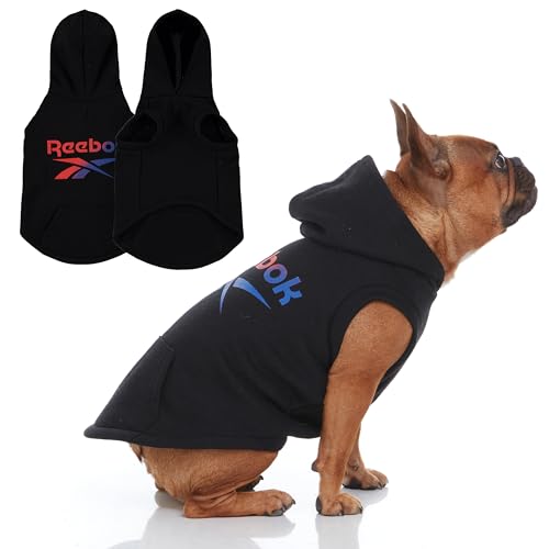 Reebok Hunde-Kapuzenpullover - Fleece-Hundepullover mit Leinenloch, kalter Winter-Hunde-Sweatshirt für kleine, mittelgroße und große Hunde, Premium Hundepullover mit Kapuze, gemütlich, warm, perfektes von Reebok