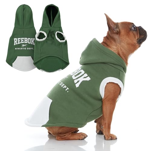 Reebok Hunde-Kapuzenpullover - Fleece-Hundepullover mit Leinenloch, kalter Winter-Hunde-Sweatshirt für kleine, mittelgroße und große Hunde, Premium Hundepullover mit Kapuze, gemütlich, warm, perfektes von Reebok