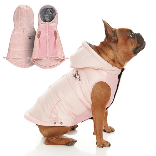 Reebok Hundepufferjacke - Wasserdichte Hundeweste mit Kapuzenpullover, Hundewinterkleidung für kleine, mittlere und große Hunde, Premium Winddichte Hunde-Schneejacke perfekt für kaltes Wetter, von Reebok