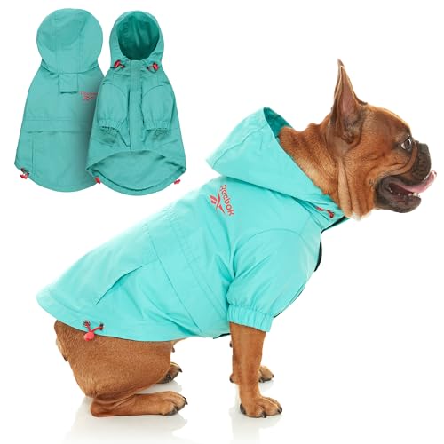 Reebok Hunderegenmantel – Hundemantel mit Kapuze, wasserdichte Hunderegenjacke für kleine bis große Hunde, verstellbarer Kordelzug, kommt mit Leinenloch, Premium-hautfreundlicher leichter von Reebok