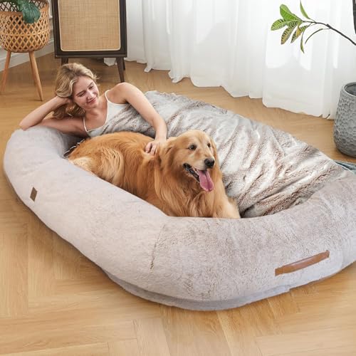 Regal Instinx Hundebett in Menschengröße, rutschfestes, flauschiges Wolkenbett mit waschbarer Decke, wasserdichtem Futter, großes menschliches Hundebett für Erwachsene/Kinder, riesiges menschliches von Regal Instinx