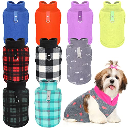 10 Stück Fleece-Weste Hundepullover Warm Pullover Fleece Hundejacke mit Leinenring Welpenpullover Fleece weiche Hunde-Fleece-Pullover für kleine Hunde, Herbst, Winter, kaltes Wetter, drinnen und draußen (Medium) von Reginary