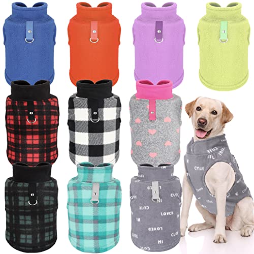 10 Stück Fleece-Weste Hundepullover Warm Pullover Fleece Hundejacke mit Leinenring Welpenpullover Fleece weiche Hundepullover für kleine Hunde Herbst Winter kaltes Wetter drinnen und draußen (groß) von Reginary