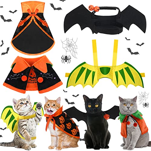 4 Stück Drachenflügel für Hunde Halloween Kostüme für Hunde Halloween Katze Haustier Zauberer Kostüm Niedliche Katze Kürbis Umhang Fledermausflügel mit Glocken für PET Hund Katze Cosplay Urlaub von Reginary