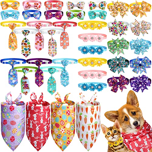 40 Stück Oster-Hunde-Fliegen-Set, 26 Ostergeschenke, Haustier-Fliegen, 10 Oster-Haustier-Krawatten, 4 Osterwelpen-Bandana, Osterhase, Hundepflege, Zubehör für Hund, Katze, Haustier, Osterdekoration von Reginary