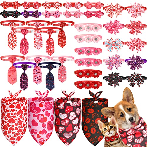 40 Stück Valentinstag Hund Fliege Set 26 Valentinstag Haustier Fliegen 10 Herzen Liebe Haustier Krawatte 4 Valentinstag Hund Bandana Valentinstag Hund Fellpflege Zubehör für Hund Katze Haustier von Reginary