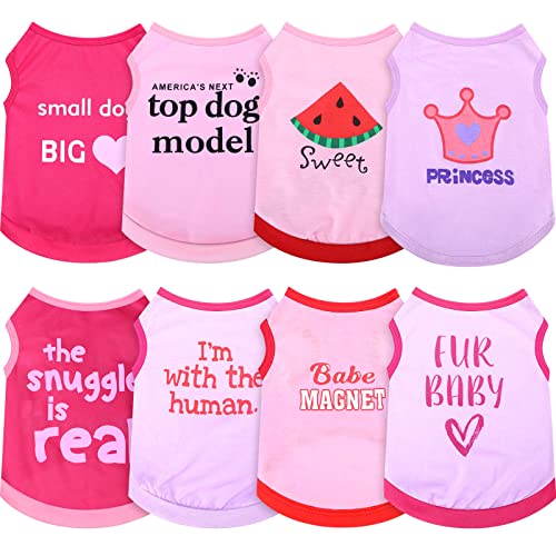 8 Stück HaustierShirts Bedruckte Welpenhemden Weiches HundeShirt Pullover HundeTShirts Niedliche HundeSweatshirts Sommer Welpe Mädchen Kleidung HundeOutfits Kleine Hunde für Haustiere Hunde von Reginary