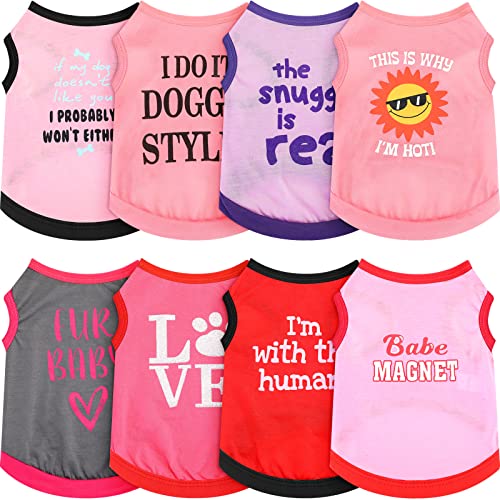 8 Stück Haustier-Shirts bedruckte Welpen-Shirts weiche Hunde-Shirt Pullover Hunde-T-Shirts niedliche Hunde-Sweatshirts Valentinstag Welpen Mädchen Kleidung Hunde-Outfits kleine Hunde für Haustier Hunde Katzen (Medium) von Reginary