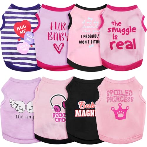 8 Stück HaustierShirts bedruckte WelpenShirts weiches Hundeshirt Pullover HundeTShirts niedliche HundeSweatshirts Valentinstag Welpe Mädchen Kleidung HundeOutfits kleine Hunde für Haustiere von Reginary