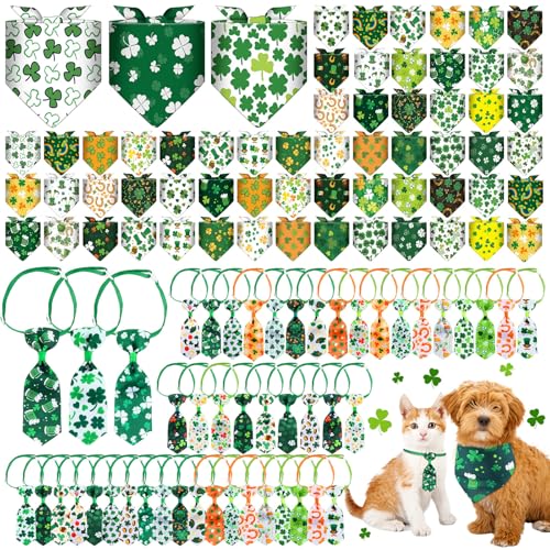 Reginary St. Patrick's Day Hundehalstücher mit Halsbändern, waschbar, verstellbar, St. Patrick's Day, Halstuch und Fliege, grünes Kleeblatt, Dreieckskostüm, Lätzchen für mittelgroße und kleine von Reginary