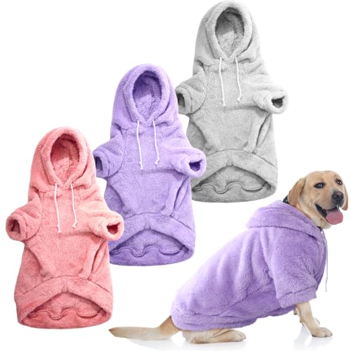 Reginary Hunde-Kapuzenpullover, flauschig, warm, weich, für Herbst und Winter, Kälte, bequeme Hundekleidung für kleine bis große Hunde, 3 Stück (XL) von Reginary