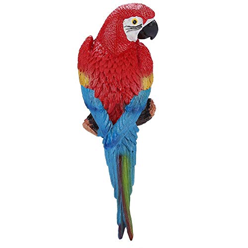 Lebensechte Vogel Ornament Figur Papagei Modell - Harz Lebensechte Vogel Ornament Figur Papagei Modell Spielzeug Garten Skulptur Wanddekoration(rot Links) von Regun