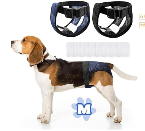 2er Pack Hundewindeln Wiederverwendbare Läufigkeitshose für Hündinnen Hundewindeln Für Hündinnen mit 5 Damenbinden Verstellbare Schutzhose für Hündinnen Waschbare Schutzhose (Black Blue, M, Gramm, 1) von Reh:ncla