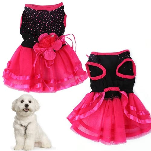 Reheyre Haustier Hundekleider, Haustier Kleid, Rose Blume Gaze Kleid Rock, Sommer Haustier Kitty Kleidung Hund Outfits, Urlaub Hund Katzen Rock für kleine Hunde Grill, Haustier Katze Kleidung S von Reheyre