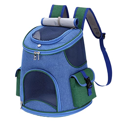 Reheyre Haustier-Tragetasche, Hundetragetasche Rucksack Doppelreißverschluss-Design, Welpen-Rucksack, Tragetasche für Katzen, Haustier-Tragetasche für Reisen, Wandern, Spazierengehen & Outdoor, Dunkelblau, L von Reheyre