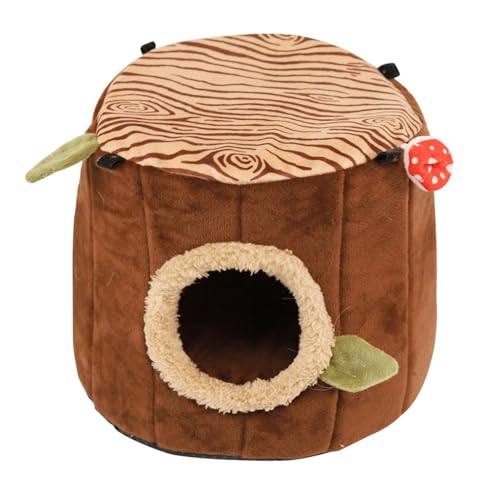 Reheyre Haustierbett für kleine Tiere, Hamsternest mit Abnehmbarer Matte, großer Raum, vollständig umwickelt, hält warm, bequemes Nest für kleine Haustiere, warmes, weiches Haustierbett Braun L von Reheyre