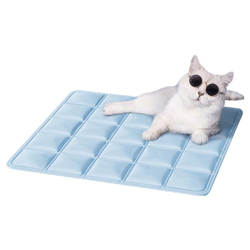 Kühlendes Hundebett,Hundekühlmatte | Ice Silk Soft Square Kühlmatte für Hunde - Atmungsaktive Katzen-Schlafunterlage, maschinenwaschbar, faltbar, Sommer-Kühlzubehör für Sofas, Betten, Käfige, Rücksitz von Rehmanniae