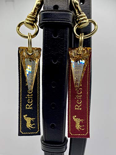 ReiterHerz® Trensenschmuck/Trensenanhänger Stallkönig, edles Schmuckstück mit Dreiecks-Kristall für den Trensenzaum (Schwarz-Gold) von ReiterHerz